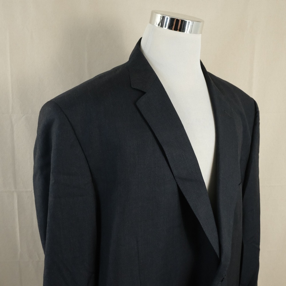 Joseph & Feiss 52R Sport Coat 100% Wool Charcoal Black Two Button Lined Vented